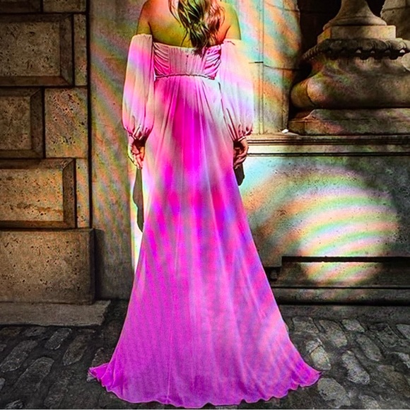 Antonio Melani Gown🩷Gorgeous Lily Crepe Chiffon Sweetheart Neckline Flowy Gown💕 - Picture 5 of 15